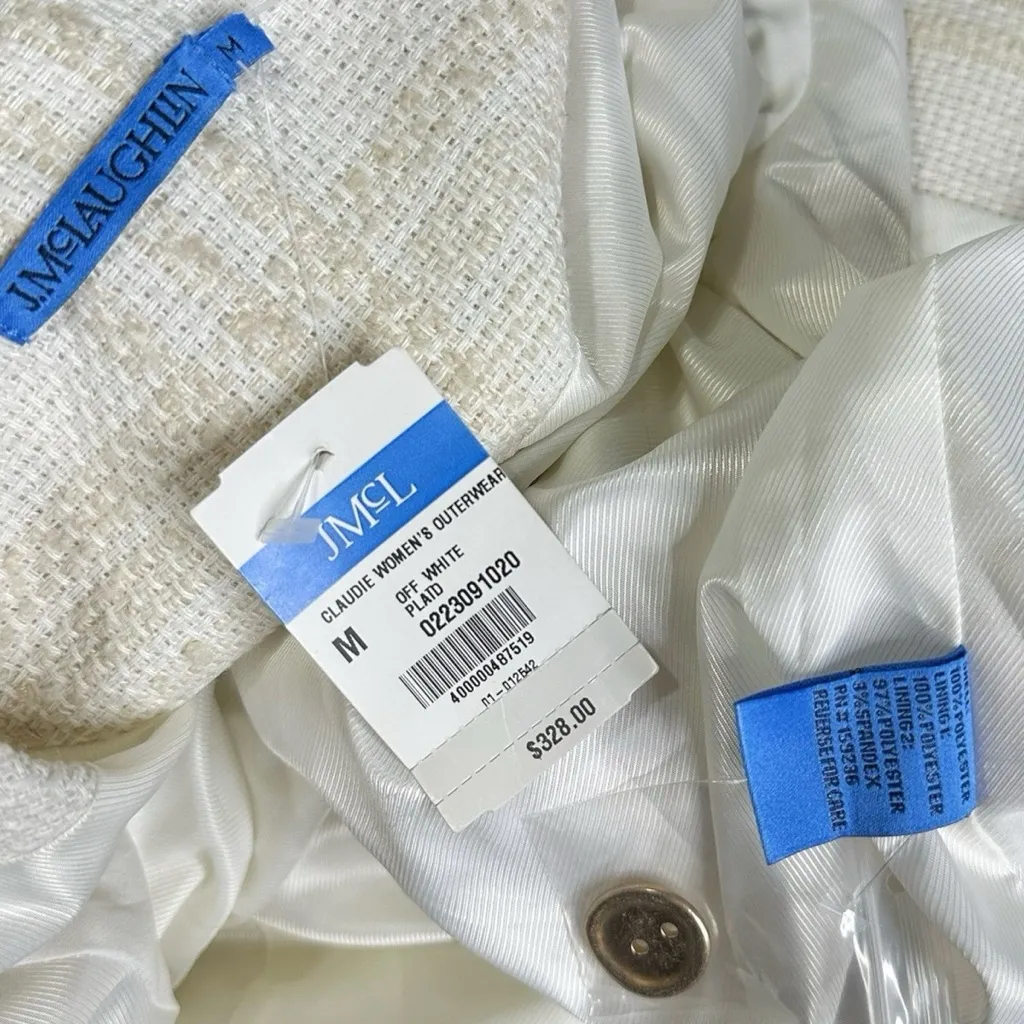 J.MCLAUGHLIN Claudie Plaid Tweed Jacket, Off-White, Medium - Image 7