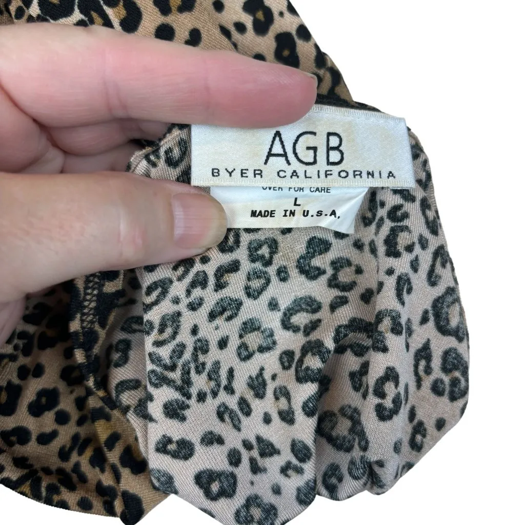 AGB Byer California leopard blouse, size Large, silky, dressy, party, animal - Image 4