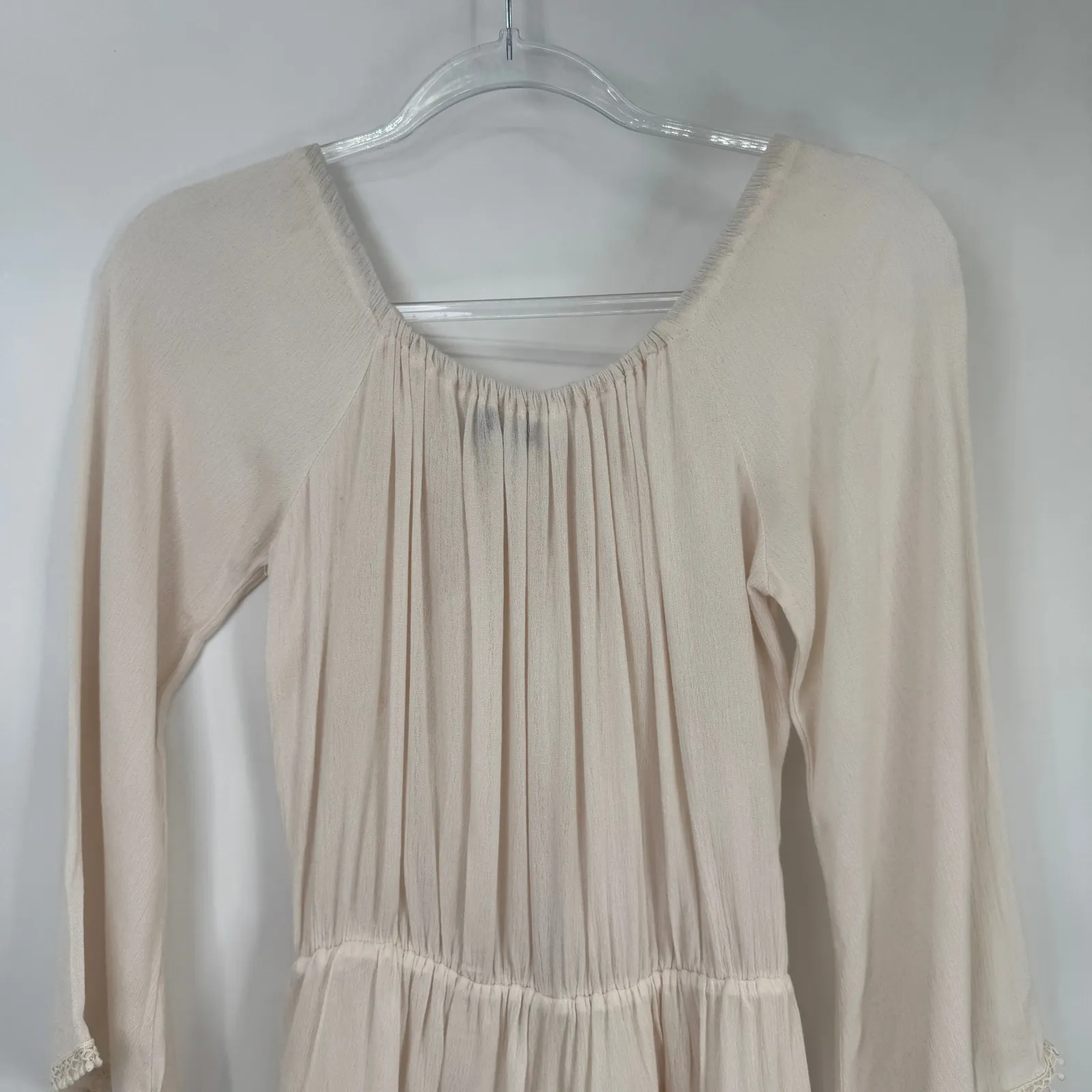 Romeo & Juliet Couture Off Shoulder Romper Womens M Cream Boho Cowgirl Pockets - Image 9