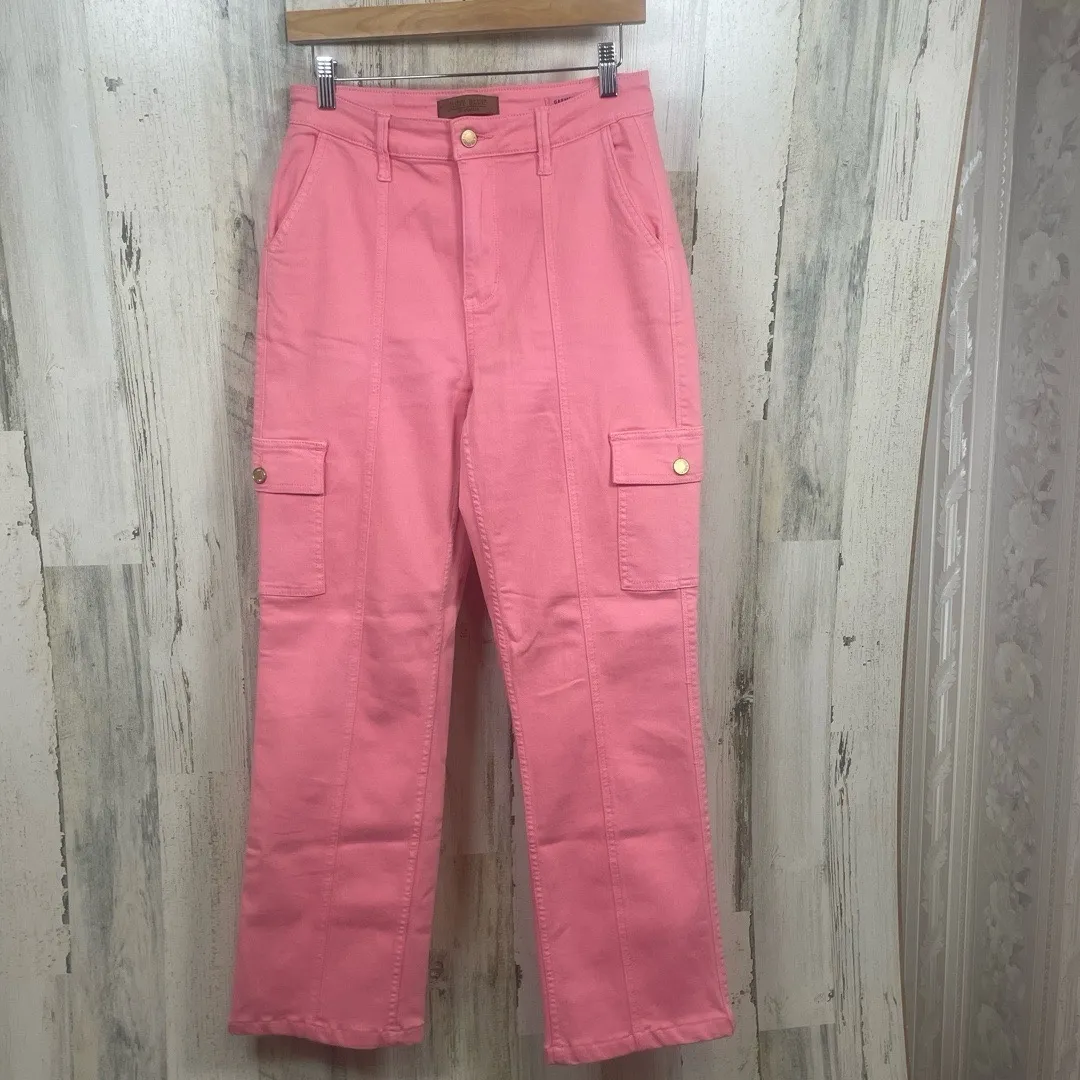 Judy‎ Blue Cargo Pants High Rise size 7/28 Pink Utility Barbiecore Preppy - Image 3