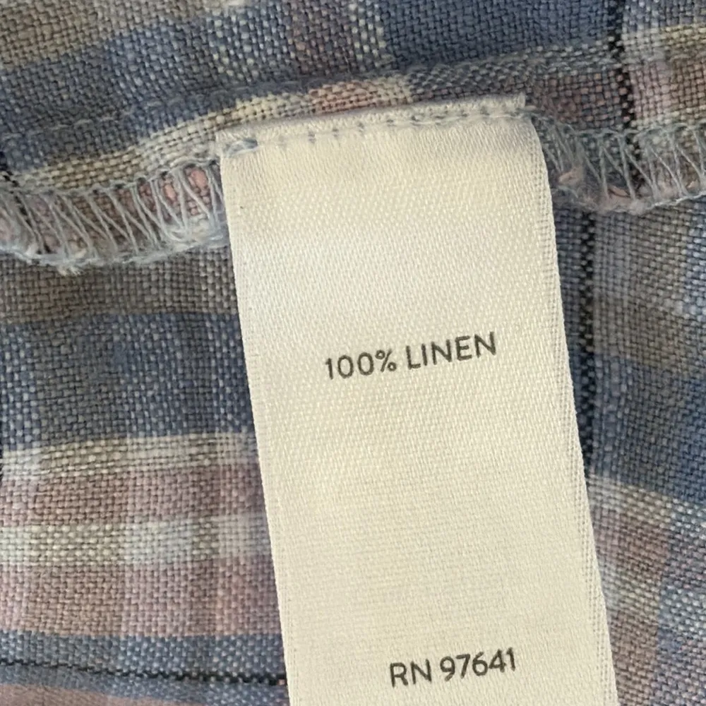 J Jill The Madras Maxi Dress 100% Linen Sleeveless Relaxed Fit Pockets Blue Sz M Size M - Image 11