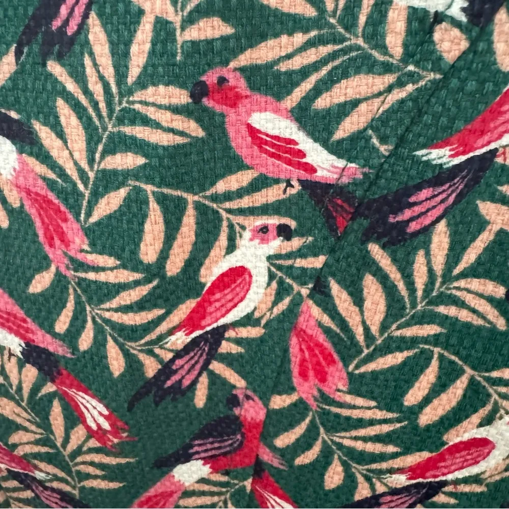Boden Martha Sleeveless Sheath Dress Forest Jungle Tropical Bird Print Green 4 Pink - Image 11