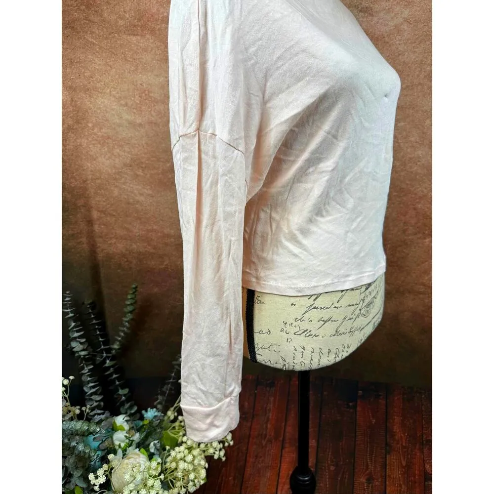 Chaser Gauzy Cotton Funnel Neck Drop Shoulder Dolman Tee Light Pink  S - Image 6