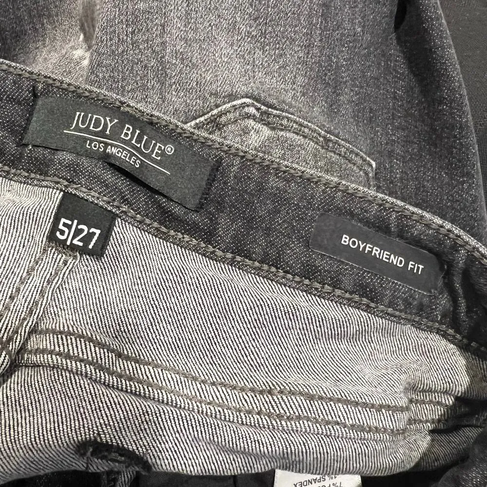 Judy Blue Women’s Black Distressed Boyfriend Fit Jeans Size 5 - Image 6