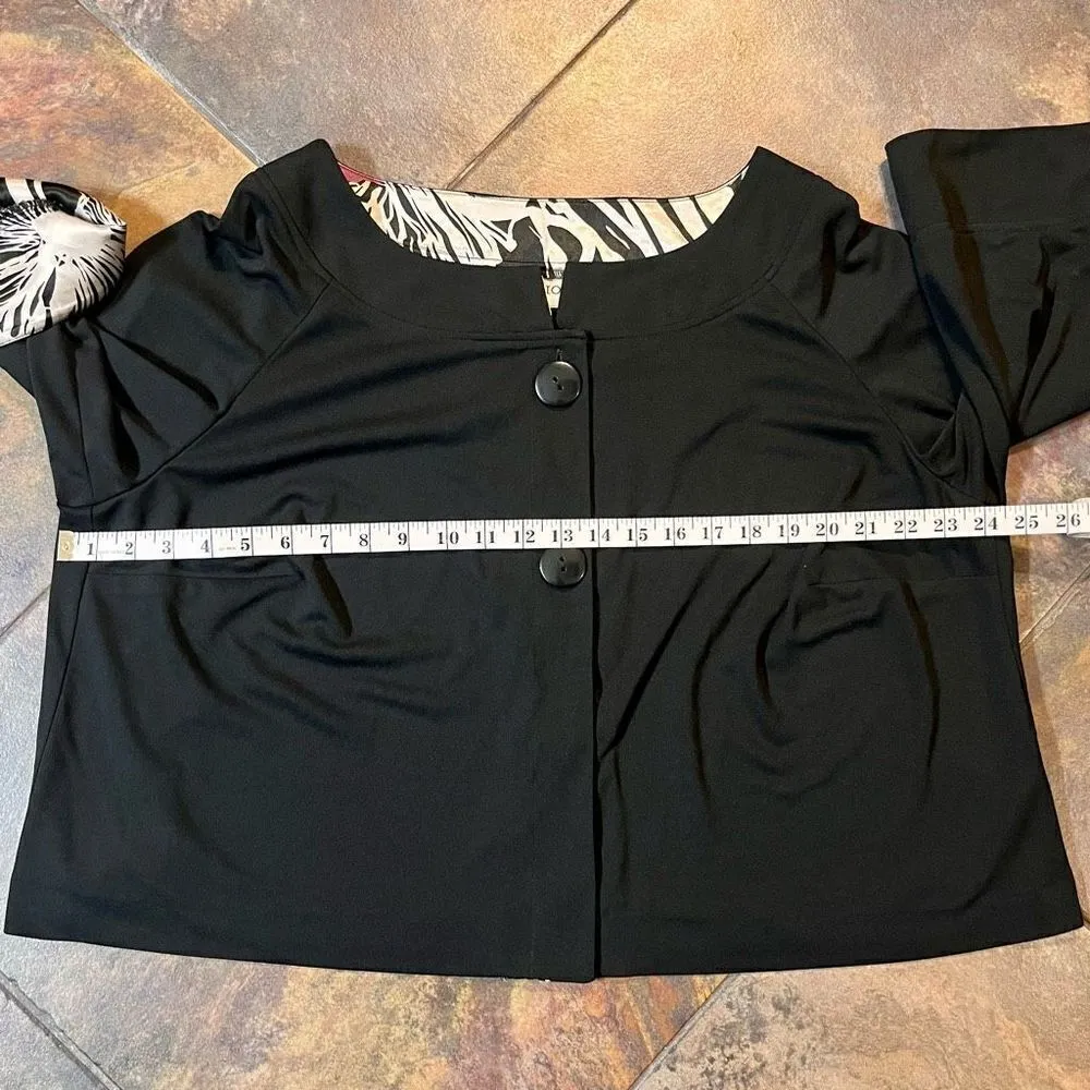 Studio 1 Dress Cardigan Cape Jacket Zebra Trim 20 W Black Size undefined - Image 7