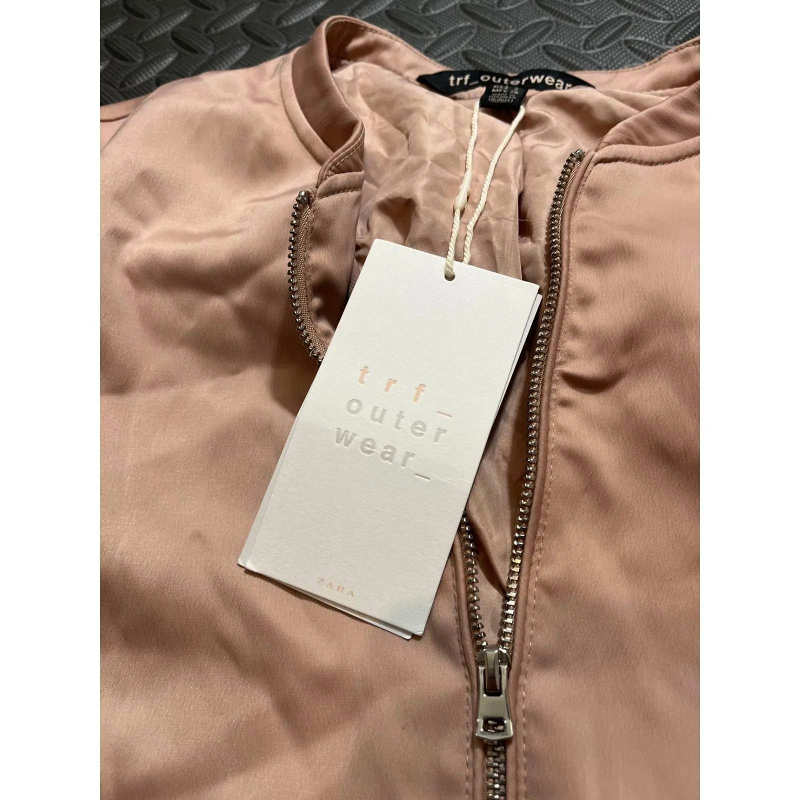 ZARA Dusty Pink Ruffle Blush Bomber Jacket BLOGGER NWT NEW Womens Size Small - Image 3