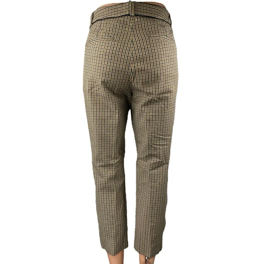 Banana Republic Sloan Women's Tan Plaid High Rise Tapered Trousers Pants Size 6 - Image 3
