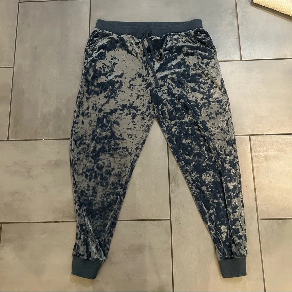 Aerie Crushed Velour Jogger Pants – Soft Navy Blue Lounge Sweatpants - Image 2