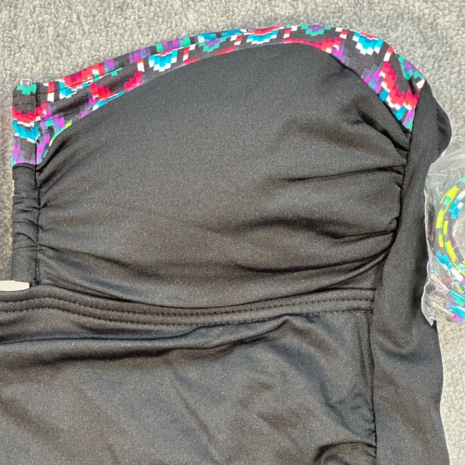 A.N.A. Tankini Swim Top Women's 8 Black Multicolor Removable Straps Padded New - Image 5