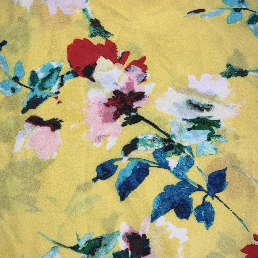 Rose+Olive Size L Yellow Floral Print Flutter Sleeve Tiered Ruffle Blouse Top - Image 5