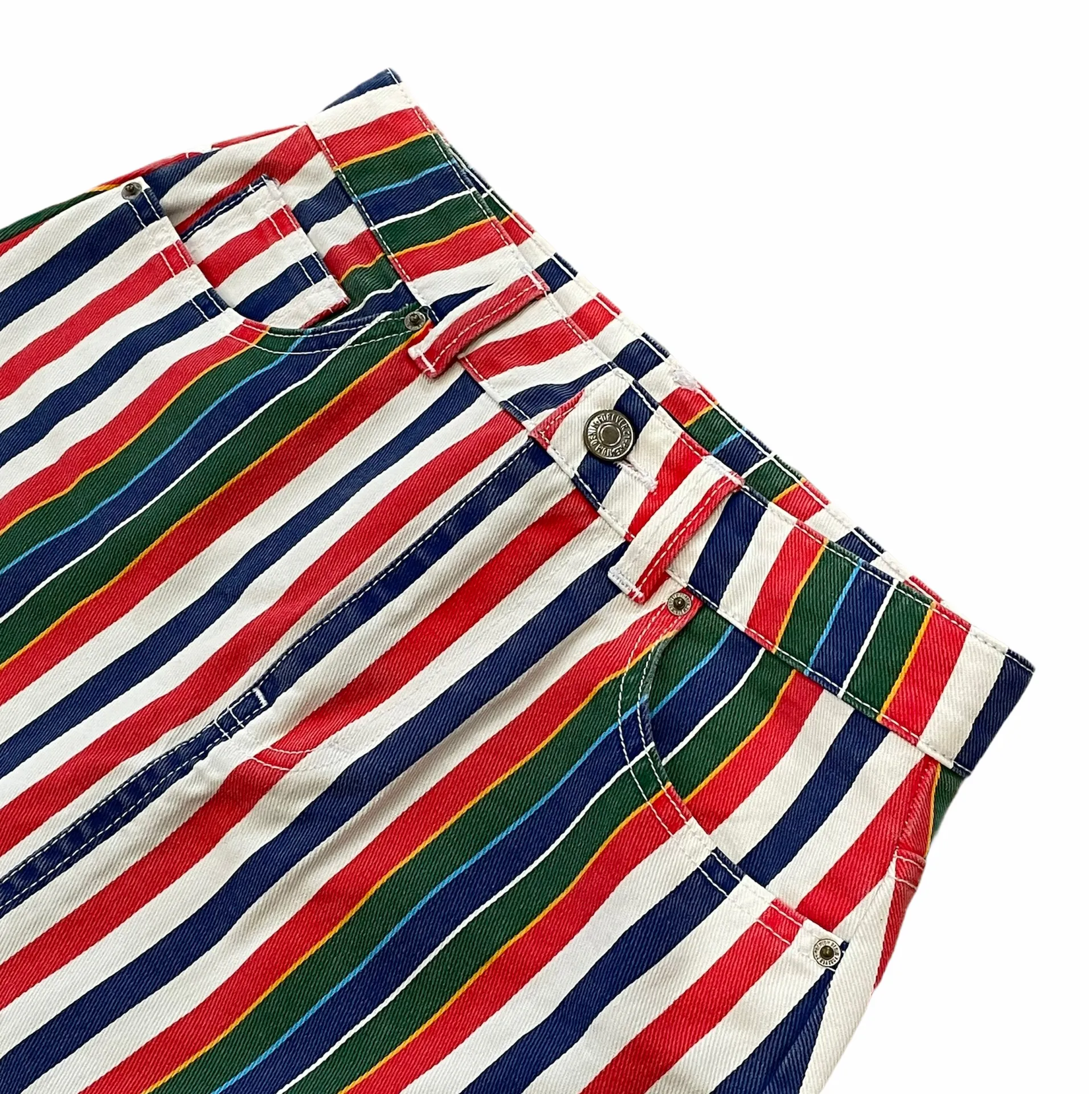 Rainbow Striped Denim Mini Skirt - Image 7