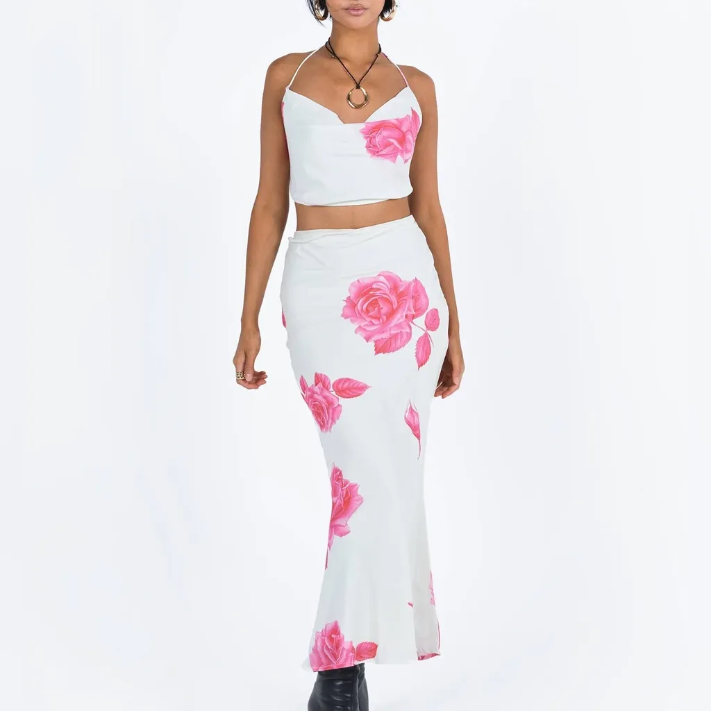 NWT Princess Polly Karalle Skirt Set Cream / Pink Size 12 - Image 2