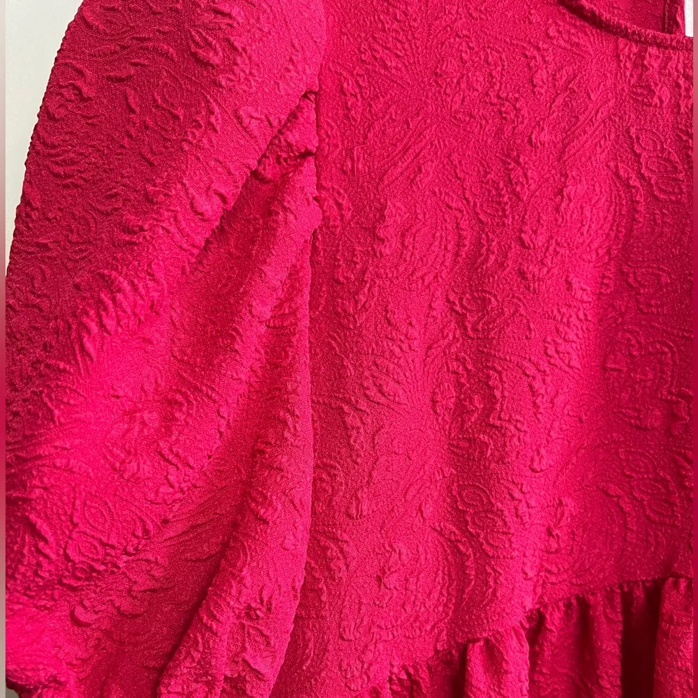 Who What Wear Women's Puff Short Sleeve Dress, Barberry Size S - Image 4