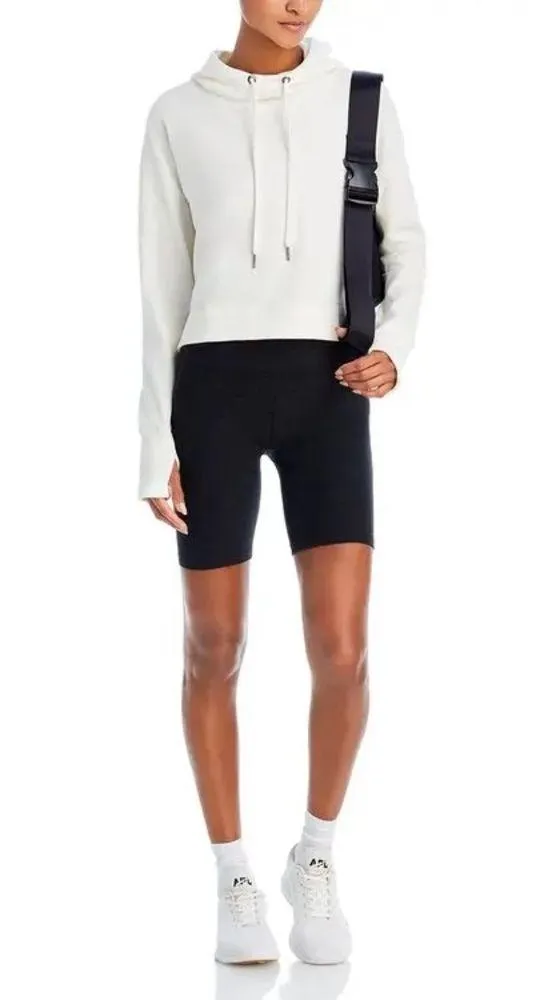 Sweaty Betty Women’s Escape Luxe Cropped Fleece Hoodie in Ivory Size XS - Image 2