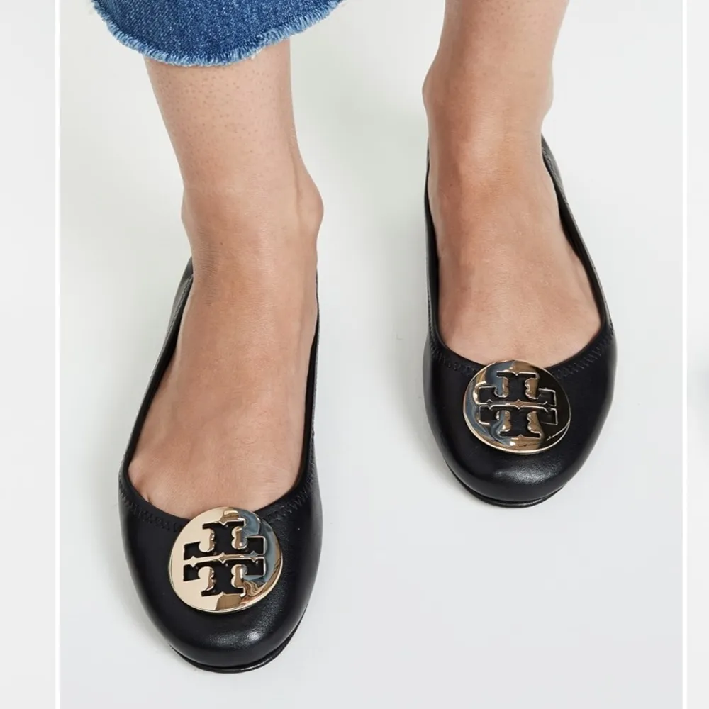 Tory Burch Travel Flats Black Logo Silver size 7 - Image 2