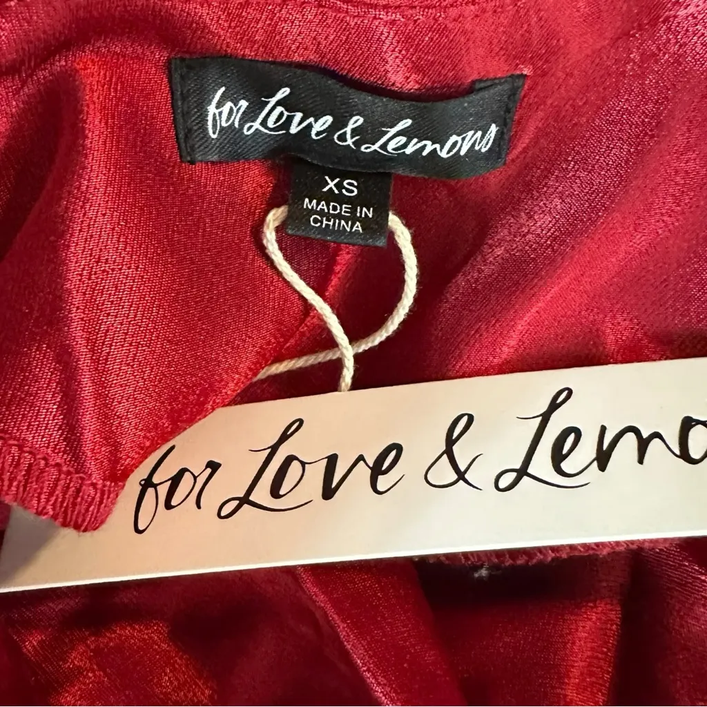 For Love And Lemons Elora Midi Dress in Red XS NWT Evening Party Slit Holiday - Image 11