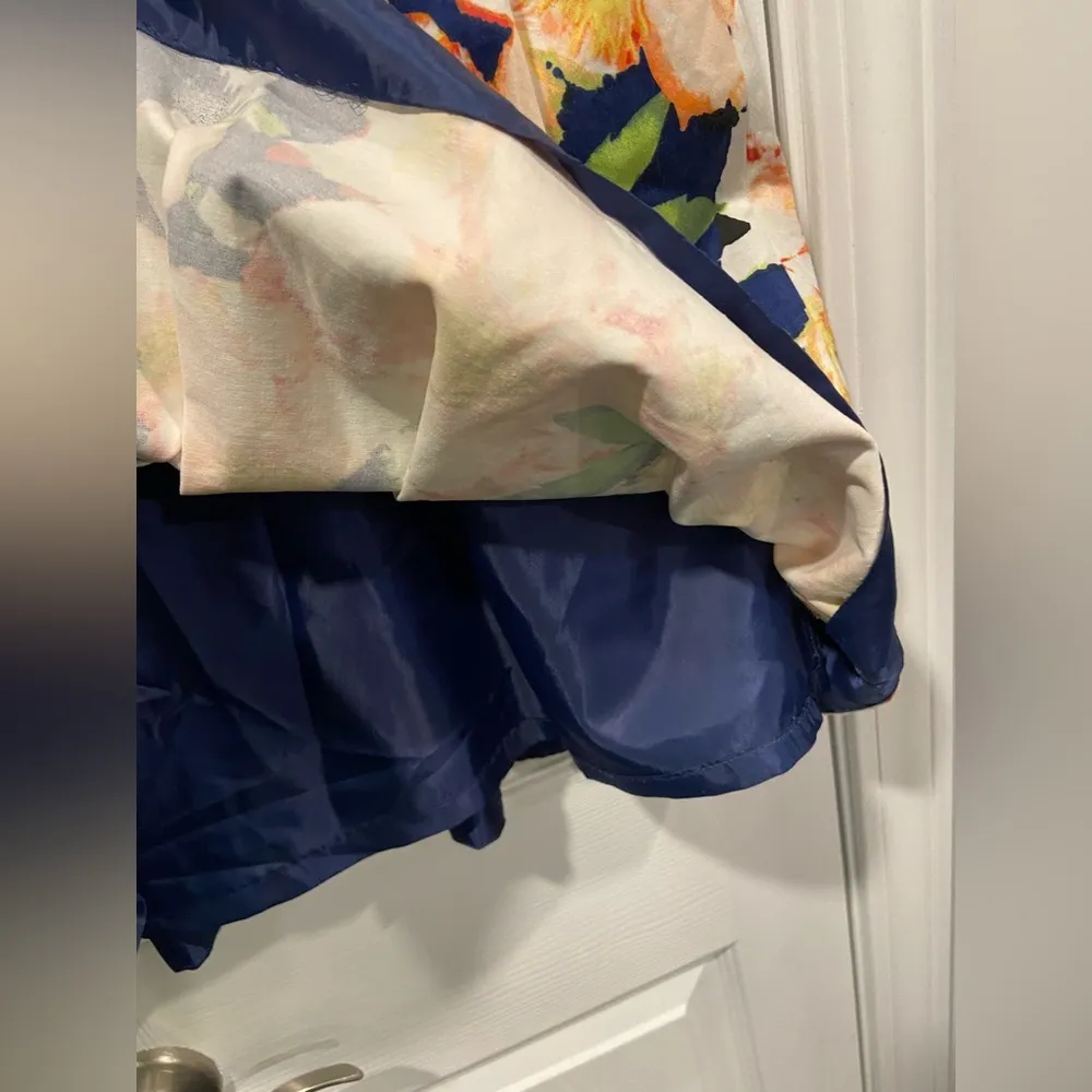 J.Crew Sleeveless Fit & Flare Pleated Skirt Mini Dress Navy Blue Floral Size 6 - Image 7