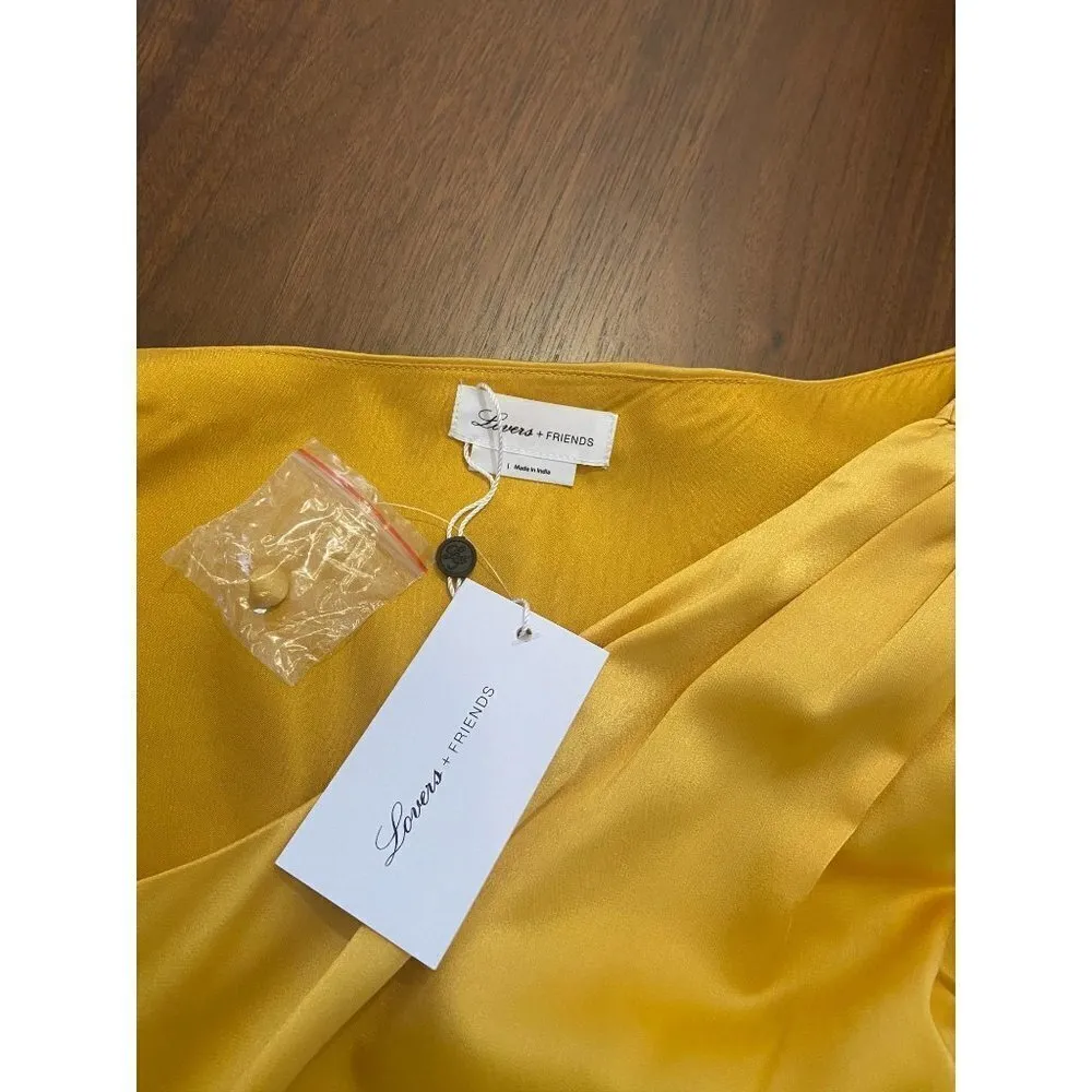 Lovers + Friends Yellow One Shoulder Ana Mini Dress New Satin Cocktail - Image 8