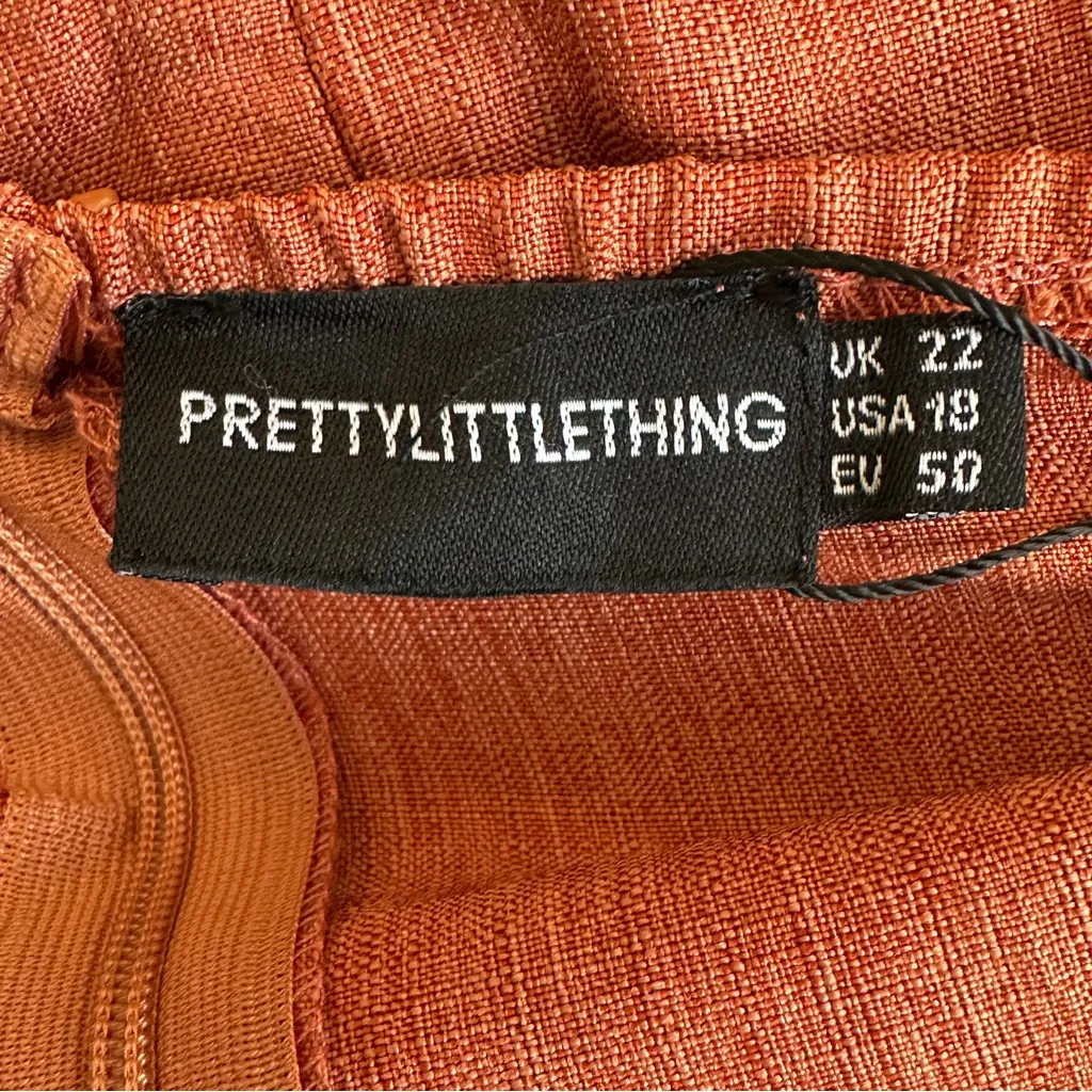 NWT PrettyLittleThing Midi Dress Womens 18 Rust Strapless Slit Event Sexy Boho - Image 6