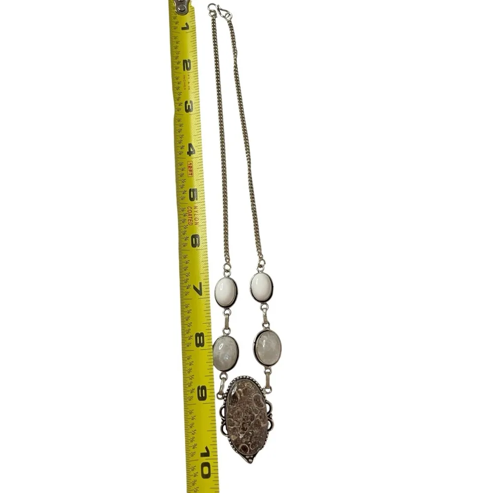 Turritella Fossil Agate Pendant Necklace Brown - Image 6