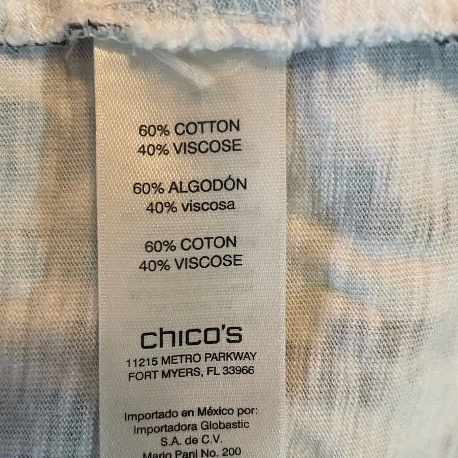 Chicos Women Top L Blue Green‎ 3/4 Sleeve Sequins Cotton Colorful Beachy Cruise - Image 8