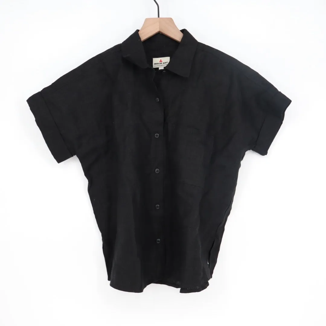 American Giant Women's Linen Shirt Size XS Made In USA Black - Image 2