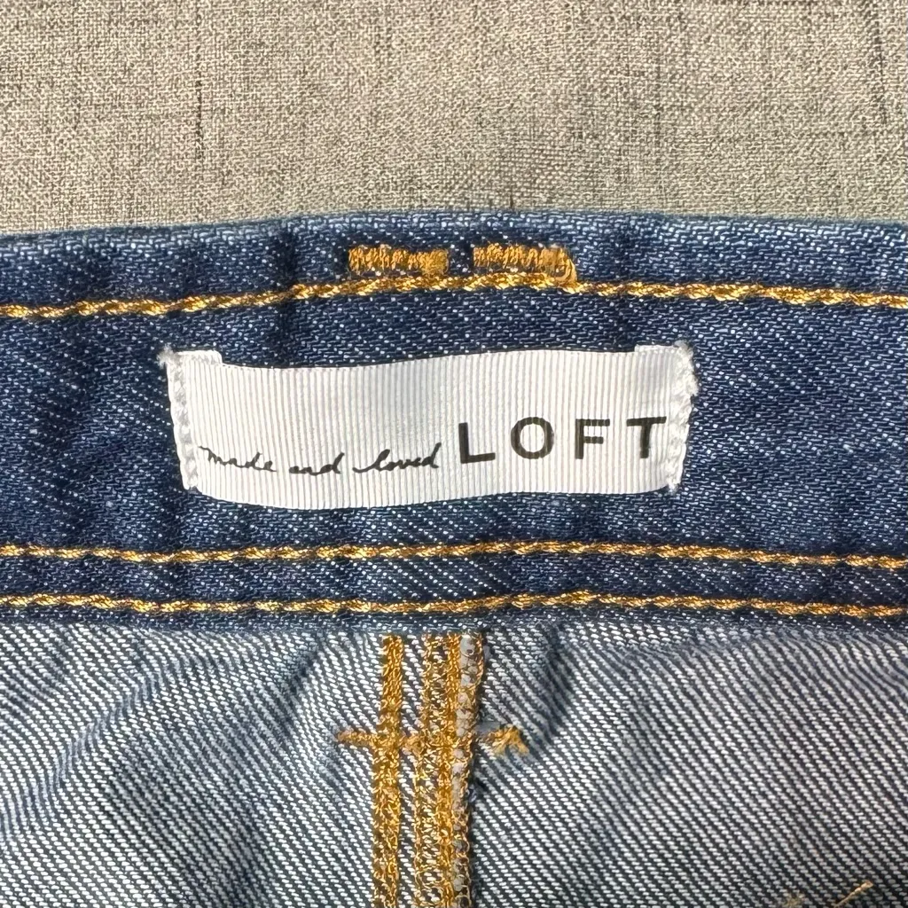 LOFT Patch Pocket Button Front Denim Mini Skirt in Deep Indigo Wash Size 10 - Image 10