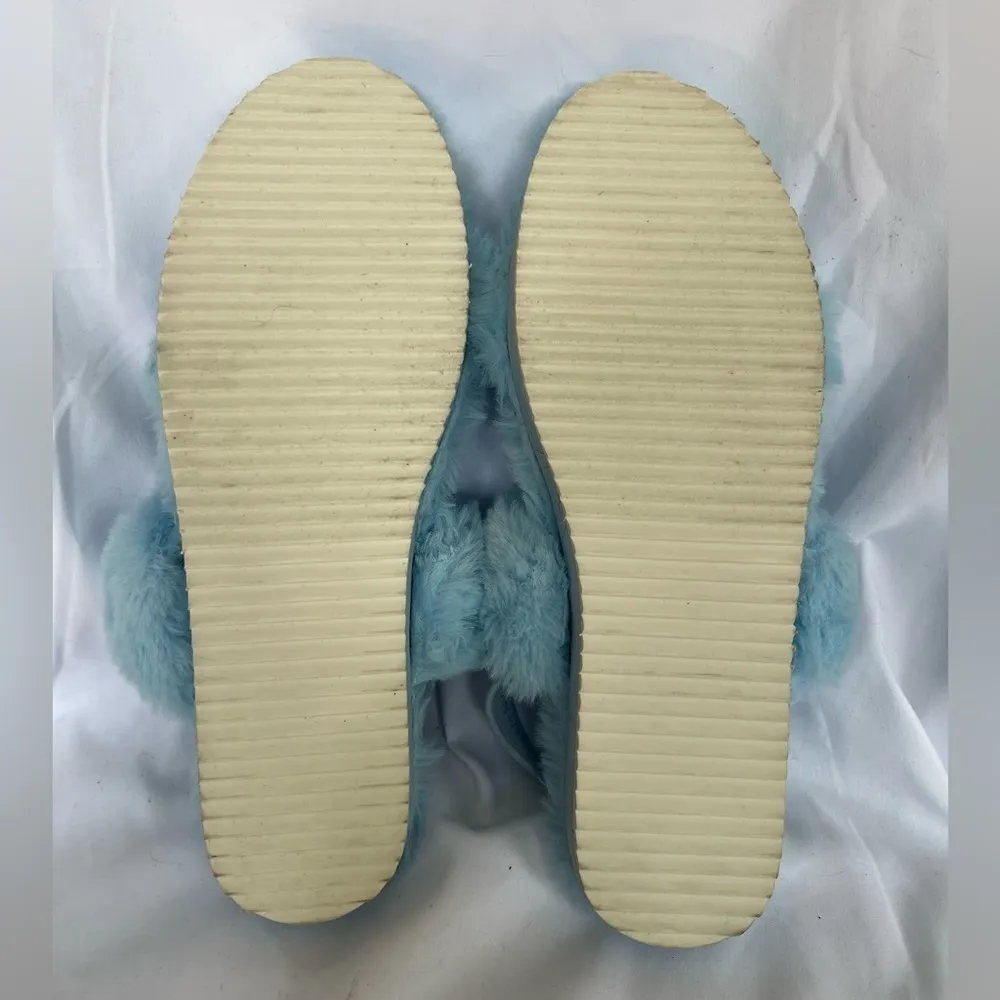 Abound Blue Furry Sling Back Slides Slippers - Image 6