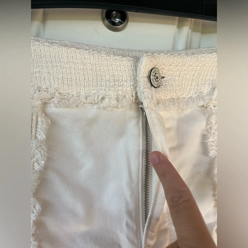Cinq A Sept Gardenia Jones Frayed Tweed & Stretch Cotton shorts large off white - Image 4