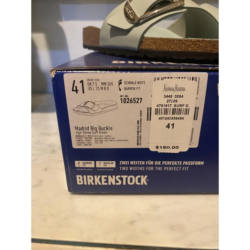 Birkenstock Madrid Big Buckle Sandals Womens Size 10 Surf Green 1026527 - Image 3