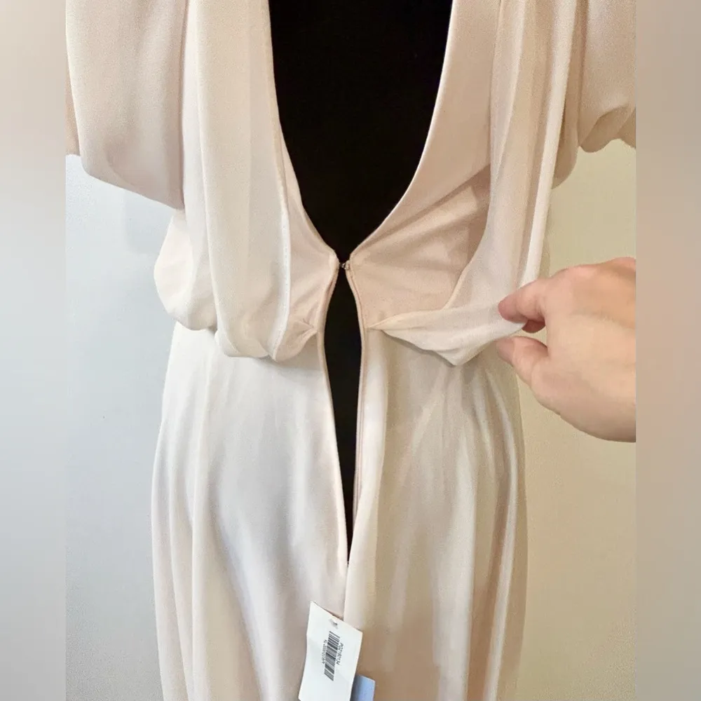 Bridesmaid Sleeveless Chiffon Cold Shoulder Dress in Baby Pink Sz 2 - Image 9