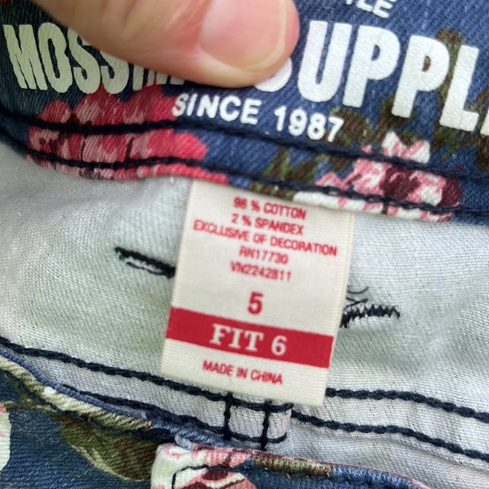 Denim Jean Shorts Floral Stretchy Mossimo Supply Co Womens 5 - Image 7