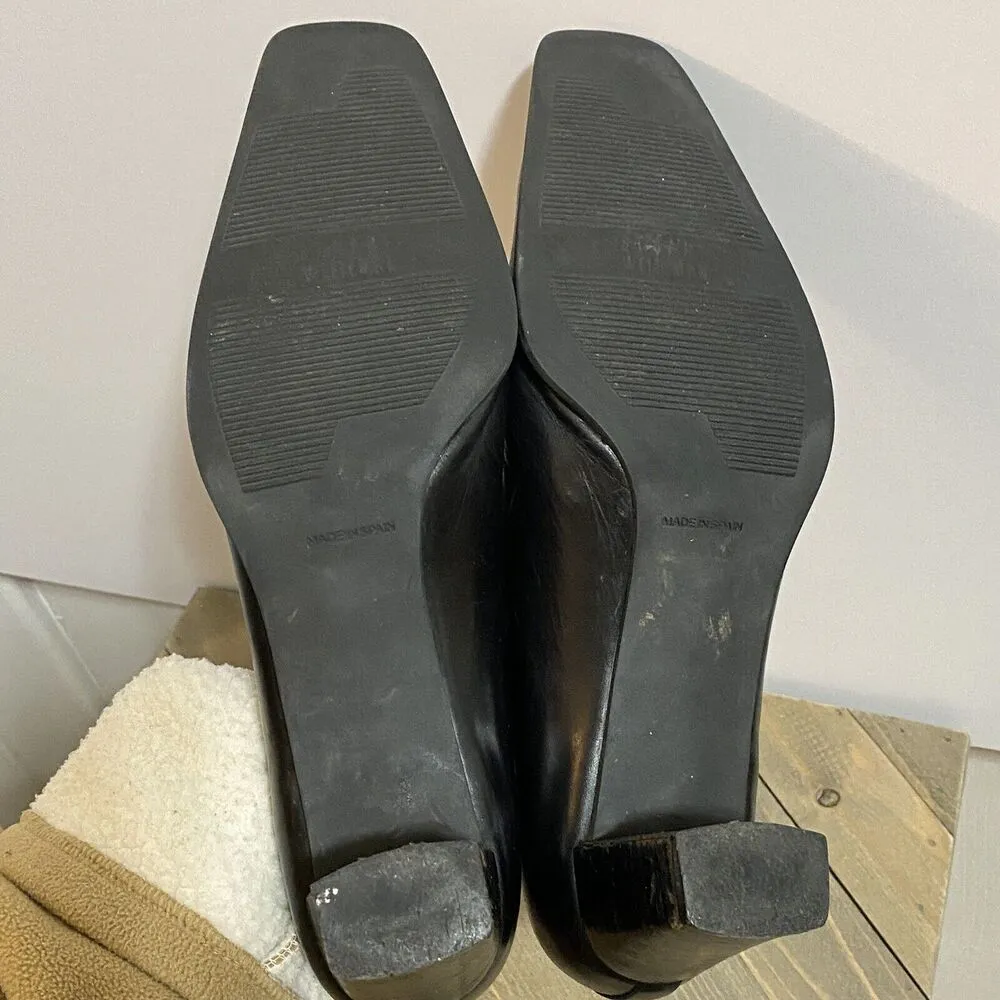 Stuart Weitzman Heels Womens Sz 9.5 AA Black Leather Block Heel Pumps Y2K - Image 12