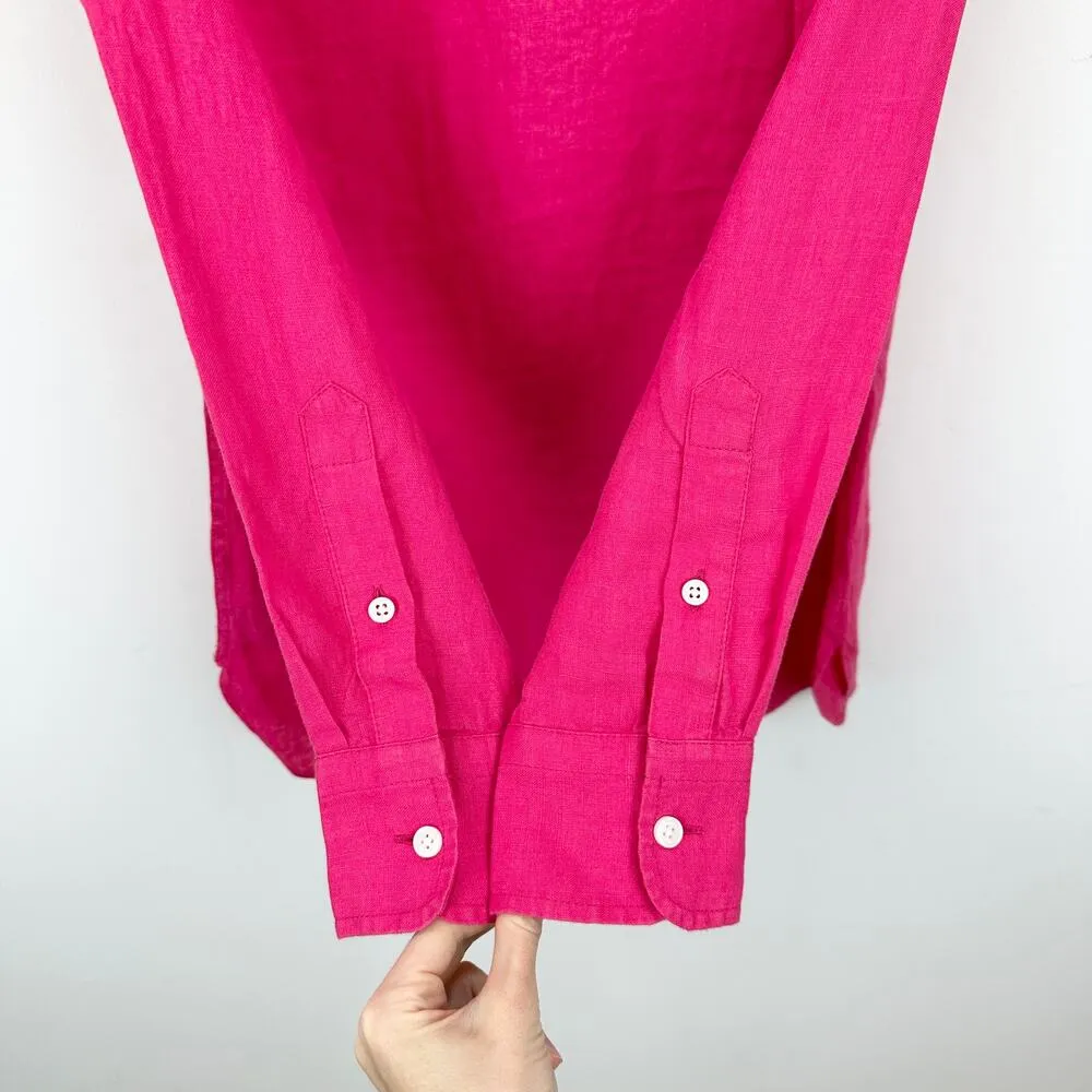 J.Crew Tall Wren Slim Shirt Baird McNutt Irish Linen Snapdragon Pink US 2 NWT - Image 9