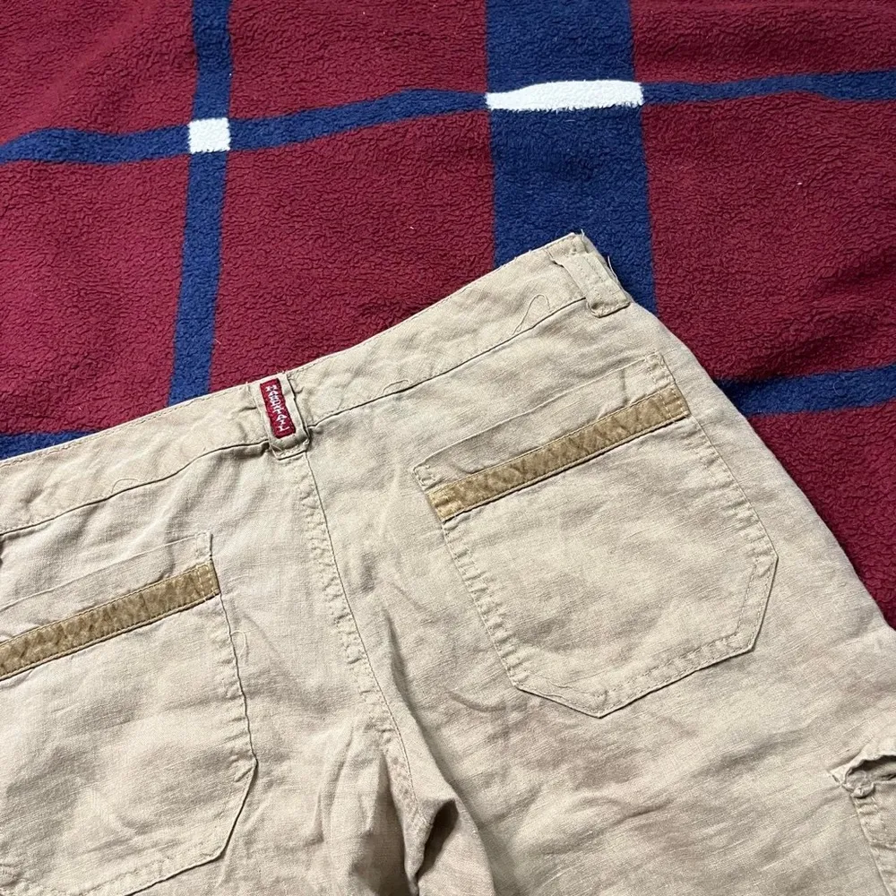 Y2k Hard tail beige cargo shorts khaki baggy grunge utility slim fit fishing Tan Size XS - Image 6