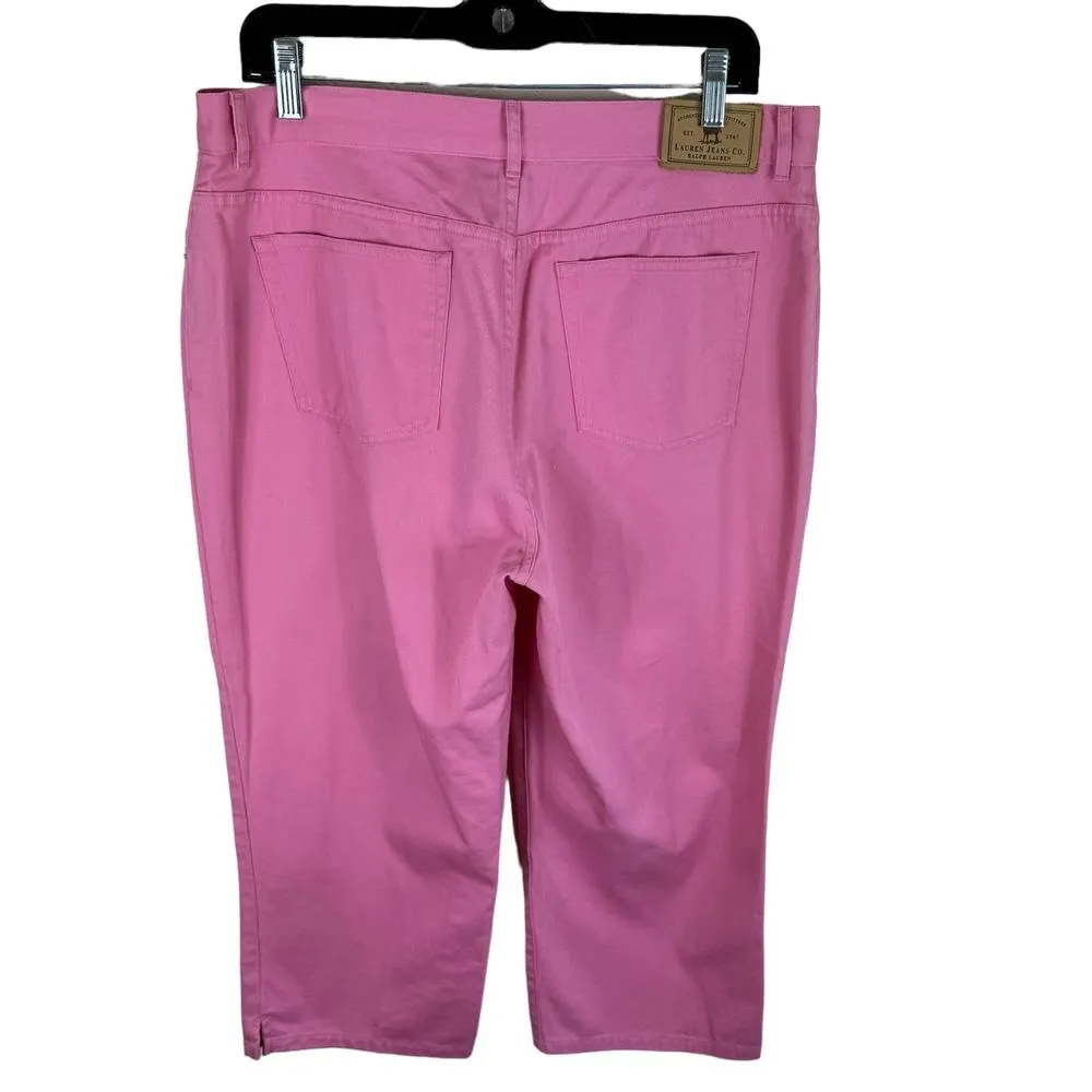 Lauren Jeans Co. Ralph Lauren Vintage 100% Cotton Pink Cropped Jeans Size 12 - Image 2
