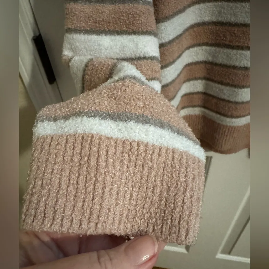 Barefoot Dreams Plus Cozy-Chic Lite Lurex Pink Striped Pullover Sweater 3X - Image 4