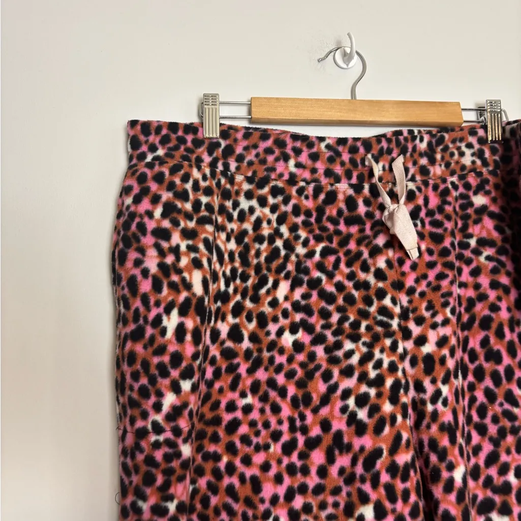Cuddl Duds Pink Black Leopard Print Fleece Cozy Pajama Lounge Jogger Pants - Image 8