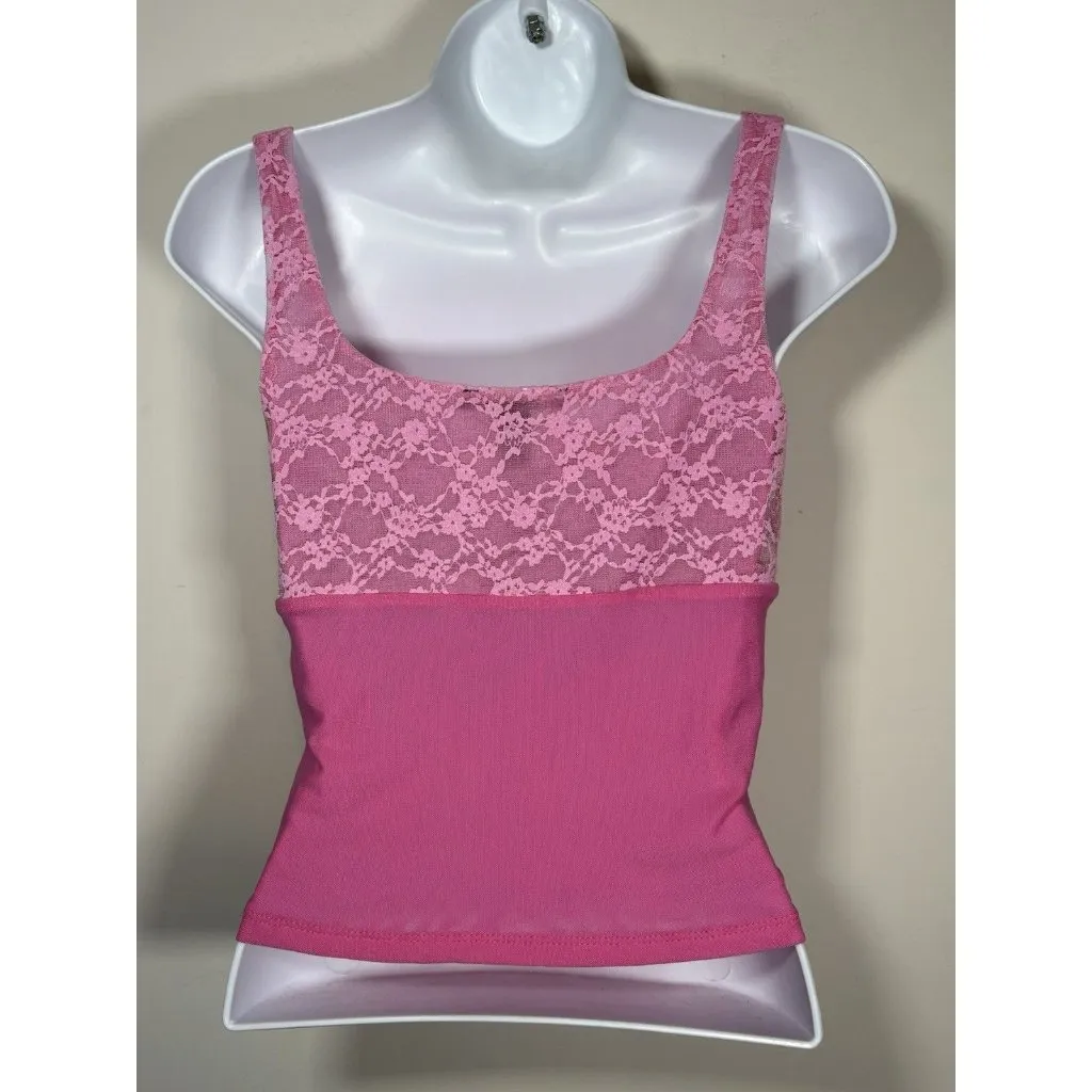 Y2K Lace Forever 21 Camisole Pink Tank Coquette Ethereal Flirty Size Medium - Image 4