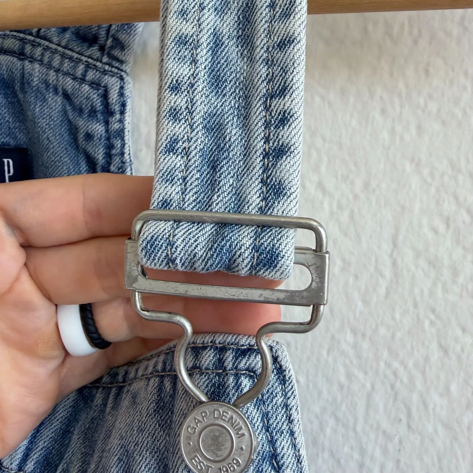 GAP Vintage Y2K 2000s Blue Denim Jean Short Overalls Womens Small Cottage Indie - Image 6