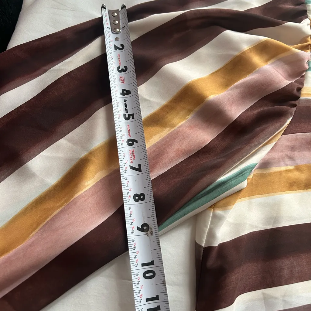 Zara Brown and Blue Boxy Blouse with Peter Pan Collar - Image 8