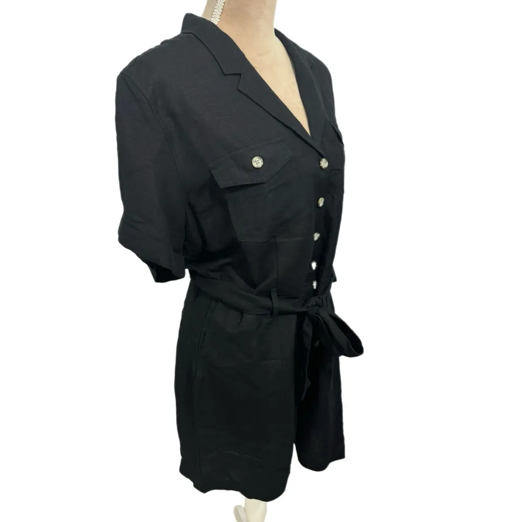 RAILS Women's Georgie Linen Blend Shorts Romper Black Sz L New Jumpsuit Designer - Image 6