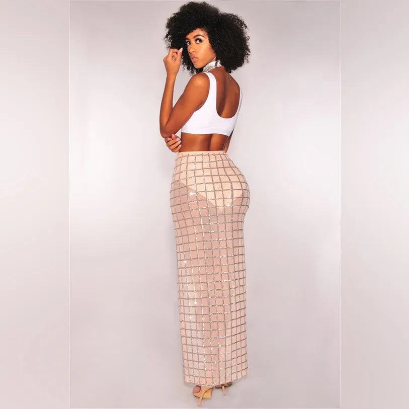 Silver and Nude Women's Skirt - Image 2