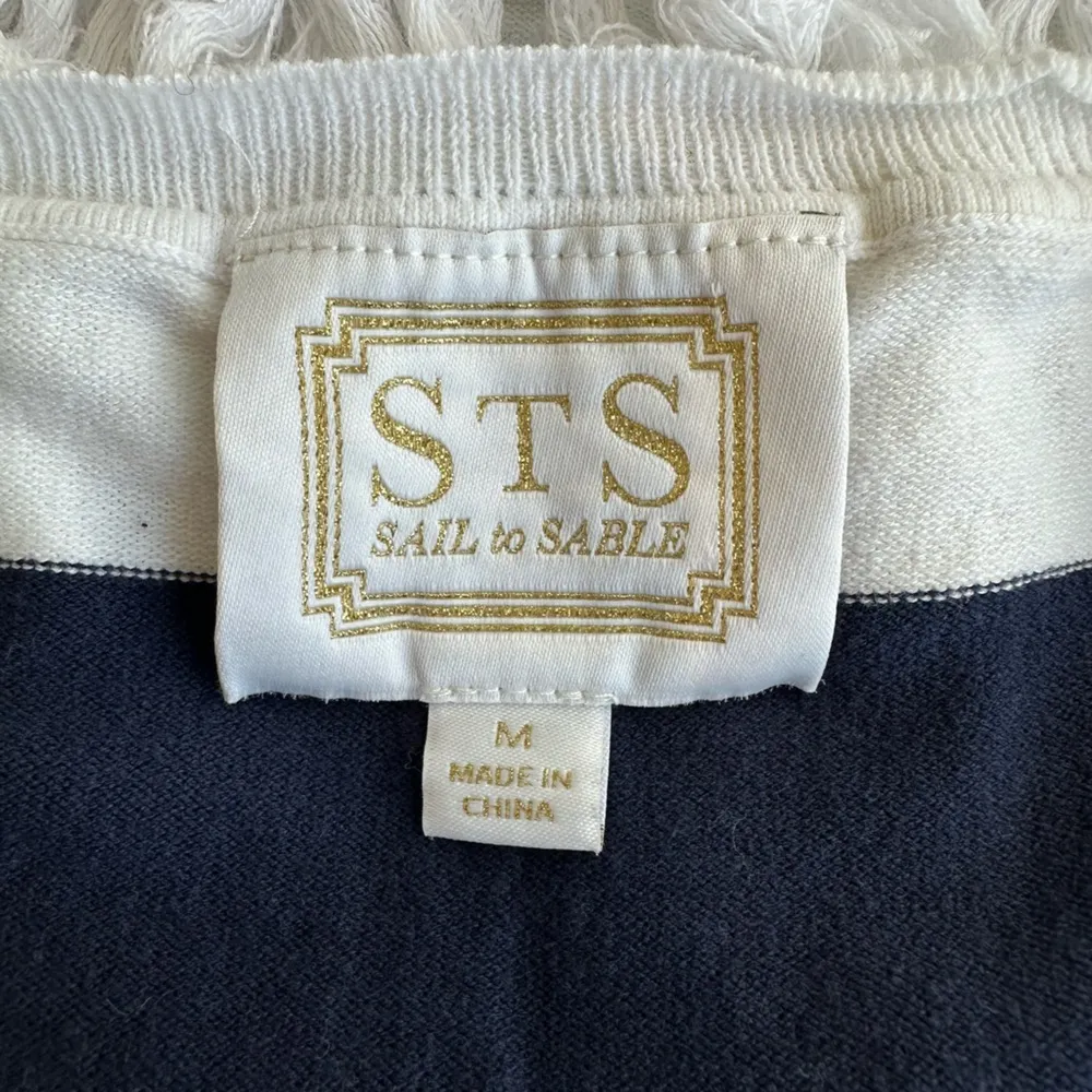 Sail to Sable Hydna Fringe Sweater Tank Top Sz Medium GUC Nautical Round Neck - Image 7