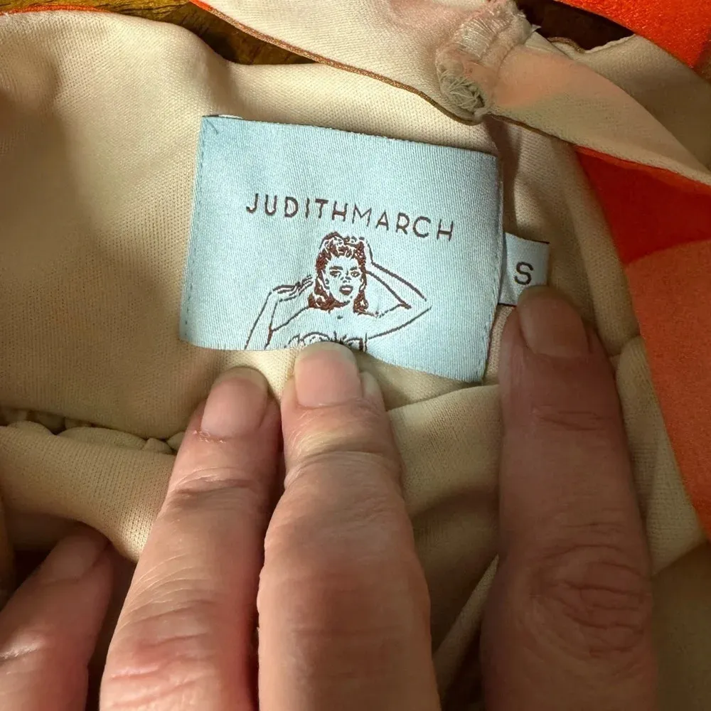 Judith March Fit n Flare Dress Back Tie Floral Babydoll Mod 70s 60s Size Small - Image 10