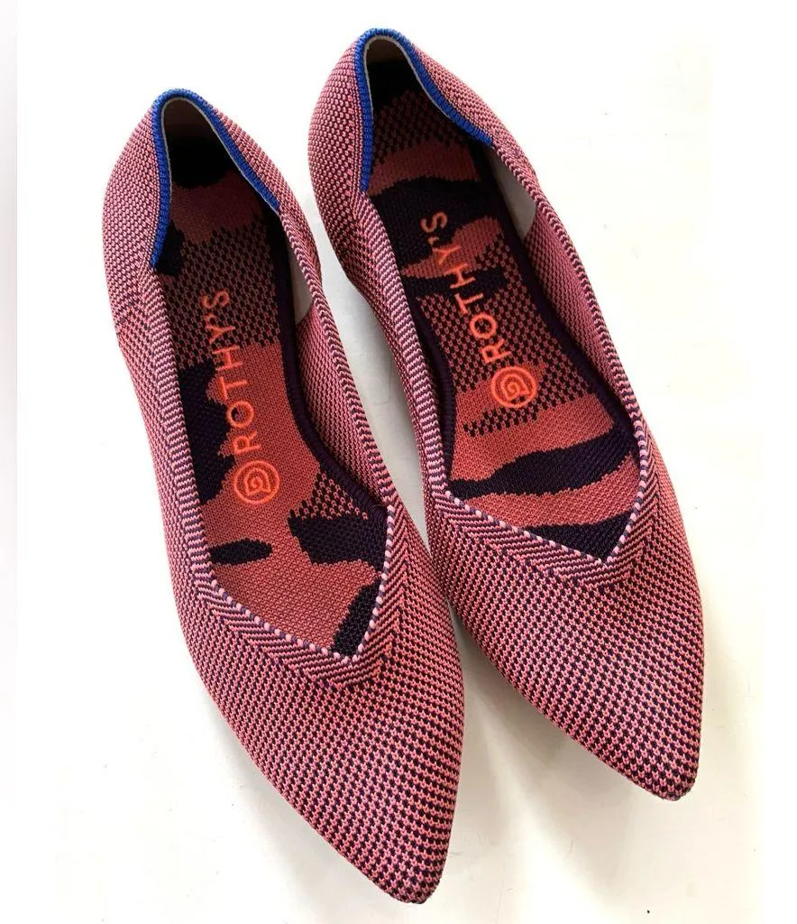 Rothy's The Point Optic Rose double stitch pointy Flats shoes size 8.5 - Image 8