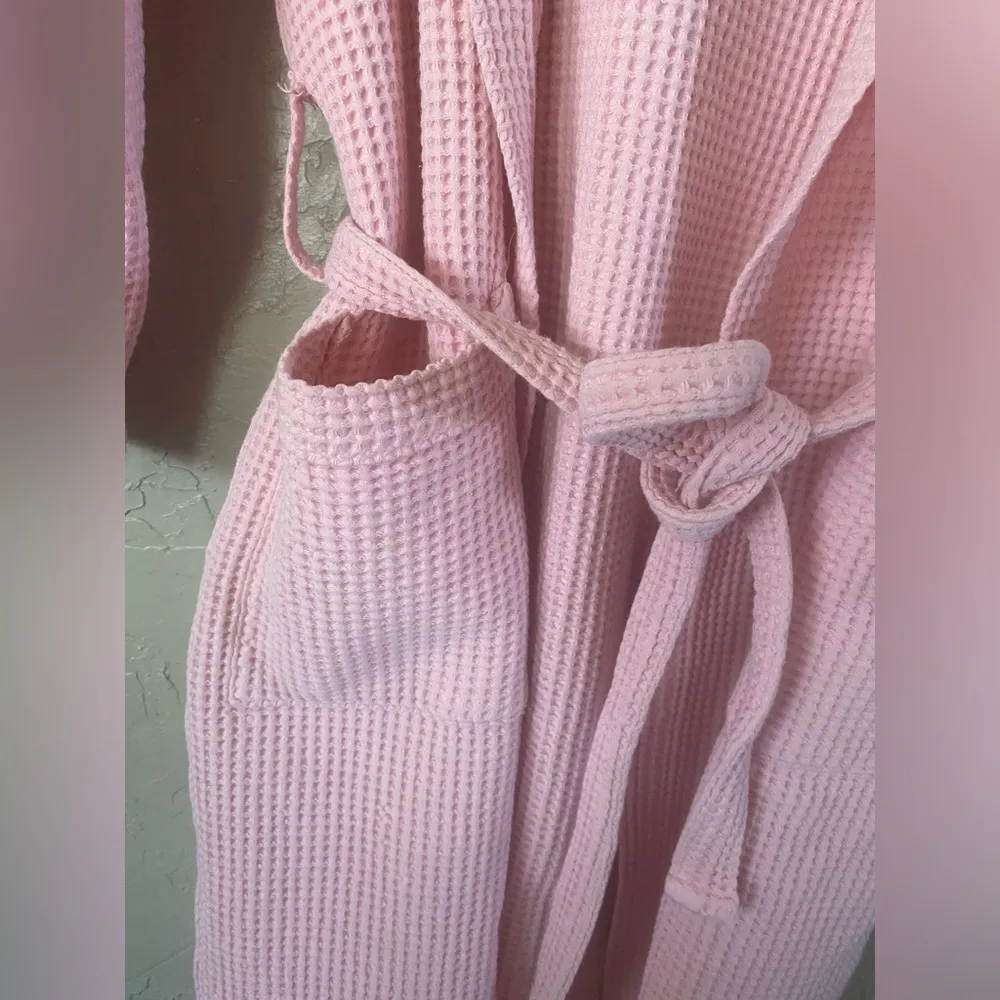 Relaxqua Vintage Pink Belted Waffle Hooded Robe Women's Made in Italy Size M Size M - Image 4