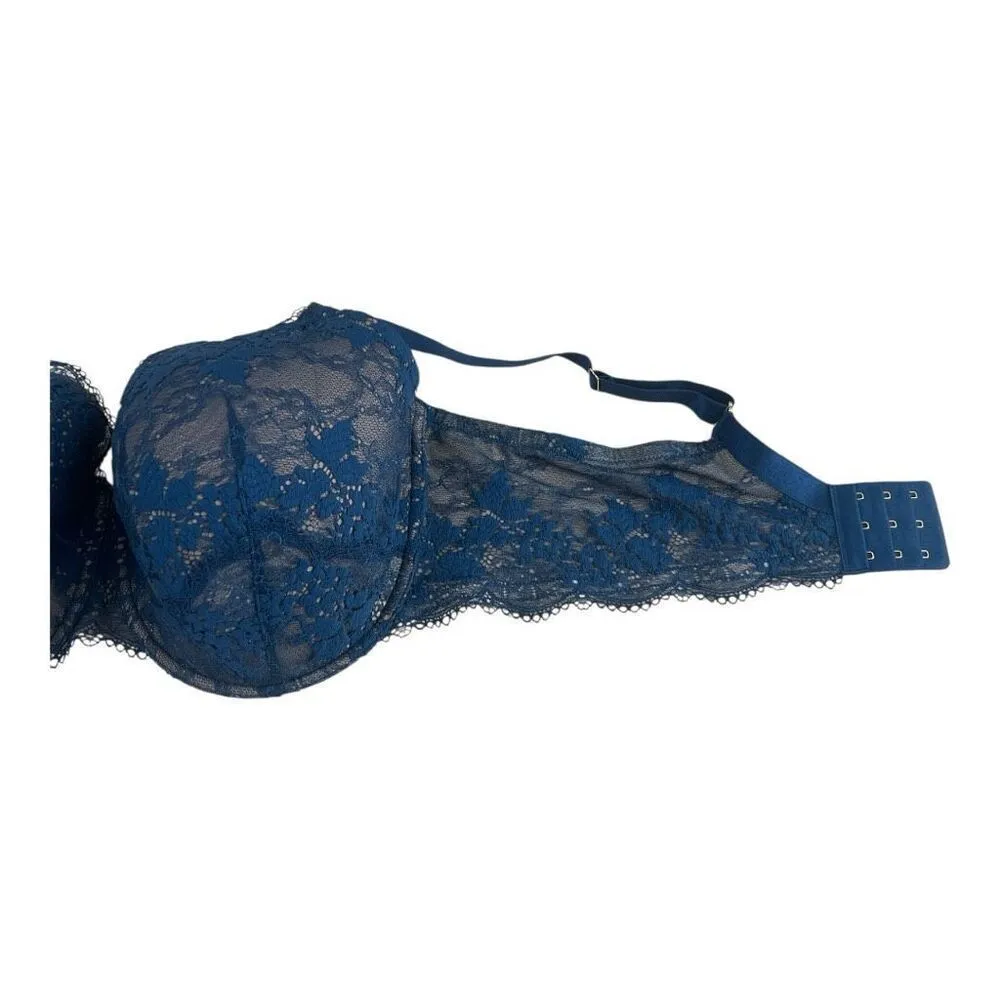 Third Love Turquoise Floral Lace Underwired Bra Size 42F Lightly Lined Lingerie Green - Image 7