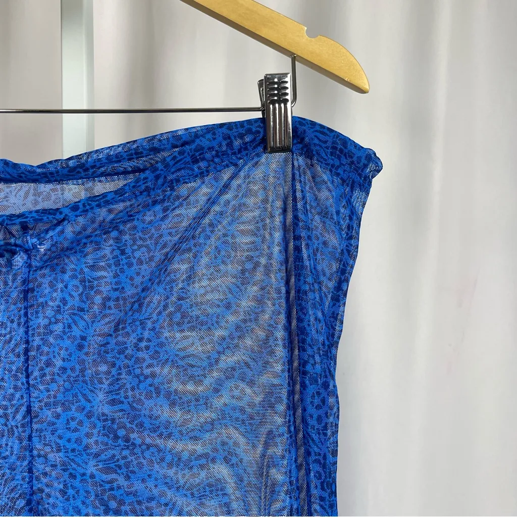 Women's Large Vibrant Sheer Blue Pants Vacation Pool Coverup Rave Concert Print - Image 4