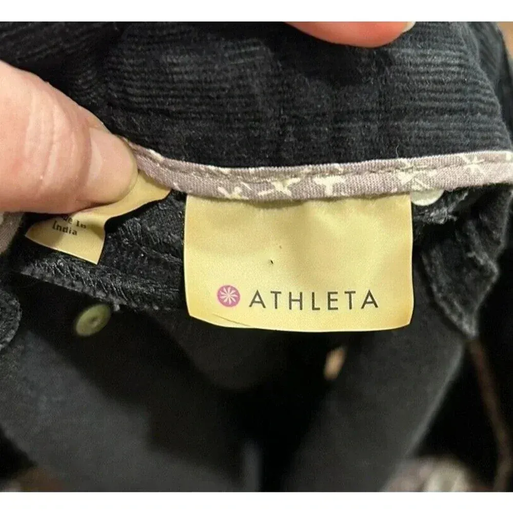 Athleta Kaleidoscope Womens Corduroy Skirt Black Zip Fly‎ Drawstring Pockets 16 - Image 7